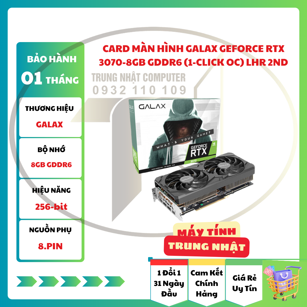 Card màn hình GALAX GeForce RTX 3070-8GB GDDR6 (1-Click OC) LHR 2ND
