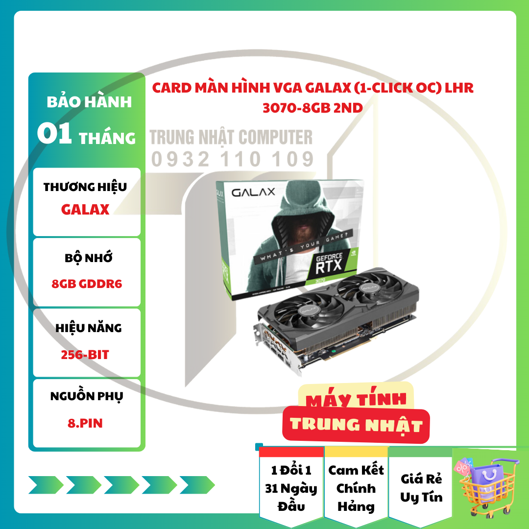 Card Màn Hình VGA Galax (1-Click OC) LHR 3070-8GB 2ND