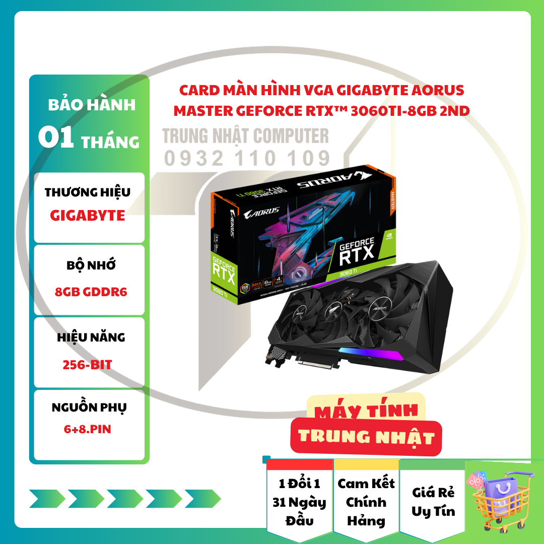 Card Màn Hình VGA Gigabyte AORUS MASTER GeForce RTX™ 3060Ti-8GB 2ND