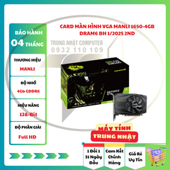 Card Màn Hình VGA Manli 1650-4GB Dram6 BH 1/2025 2ND
