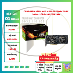 Card màn hình VGA MANLI GeForce RTX 3060-12GB Dual Fan 2ND