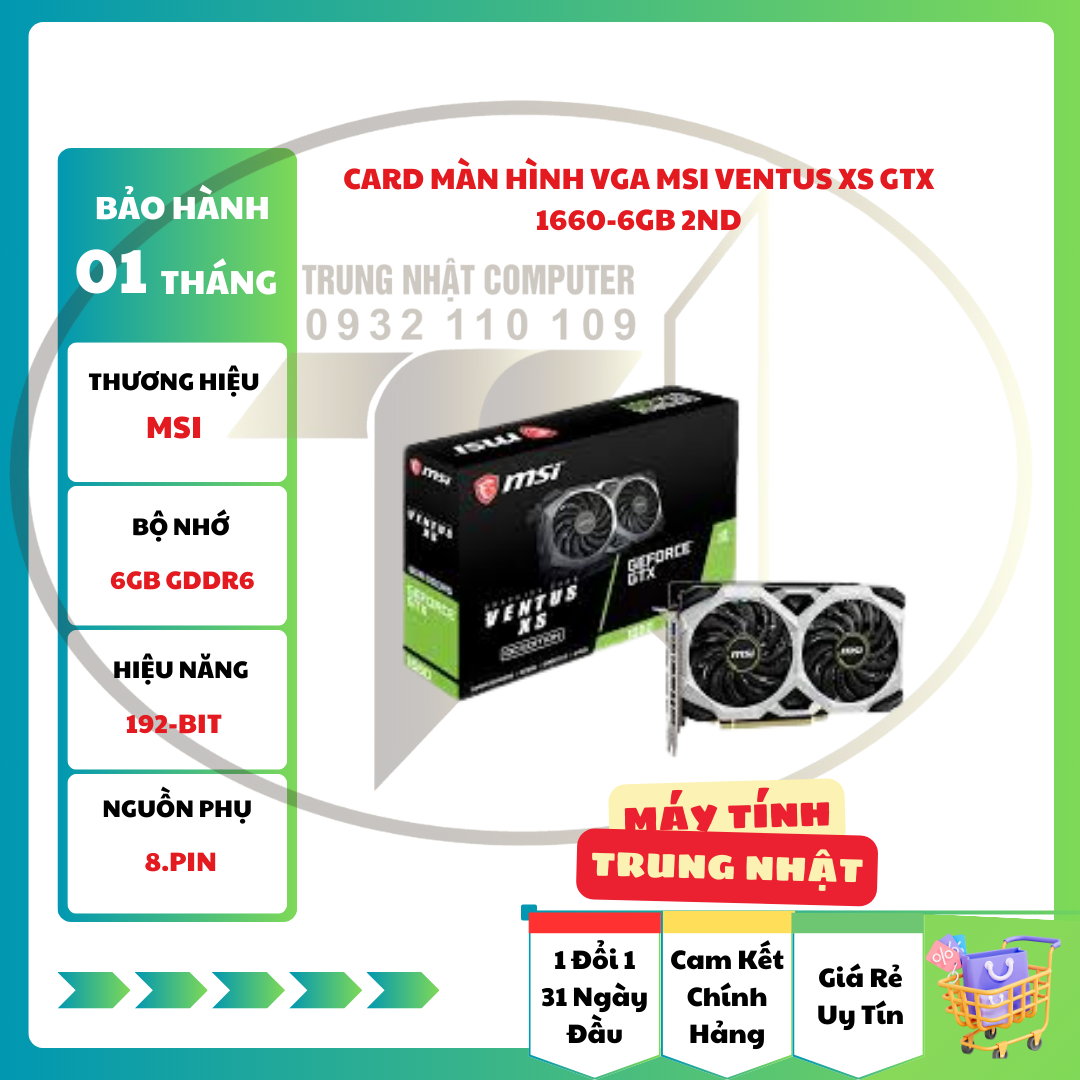 Card Màn Hình VGA MSI Ventus XS GTX 1660-6GB 2ND