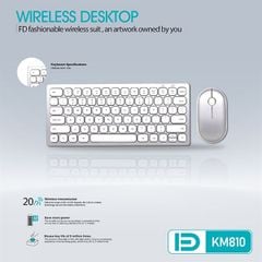Bộ Phím Chuột Mini Không Dây FD KM810 - Trắng Mới