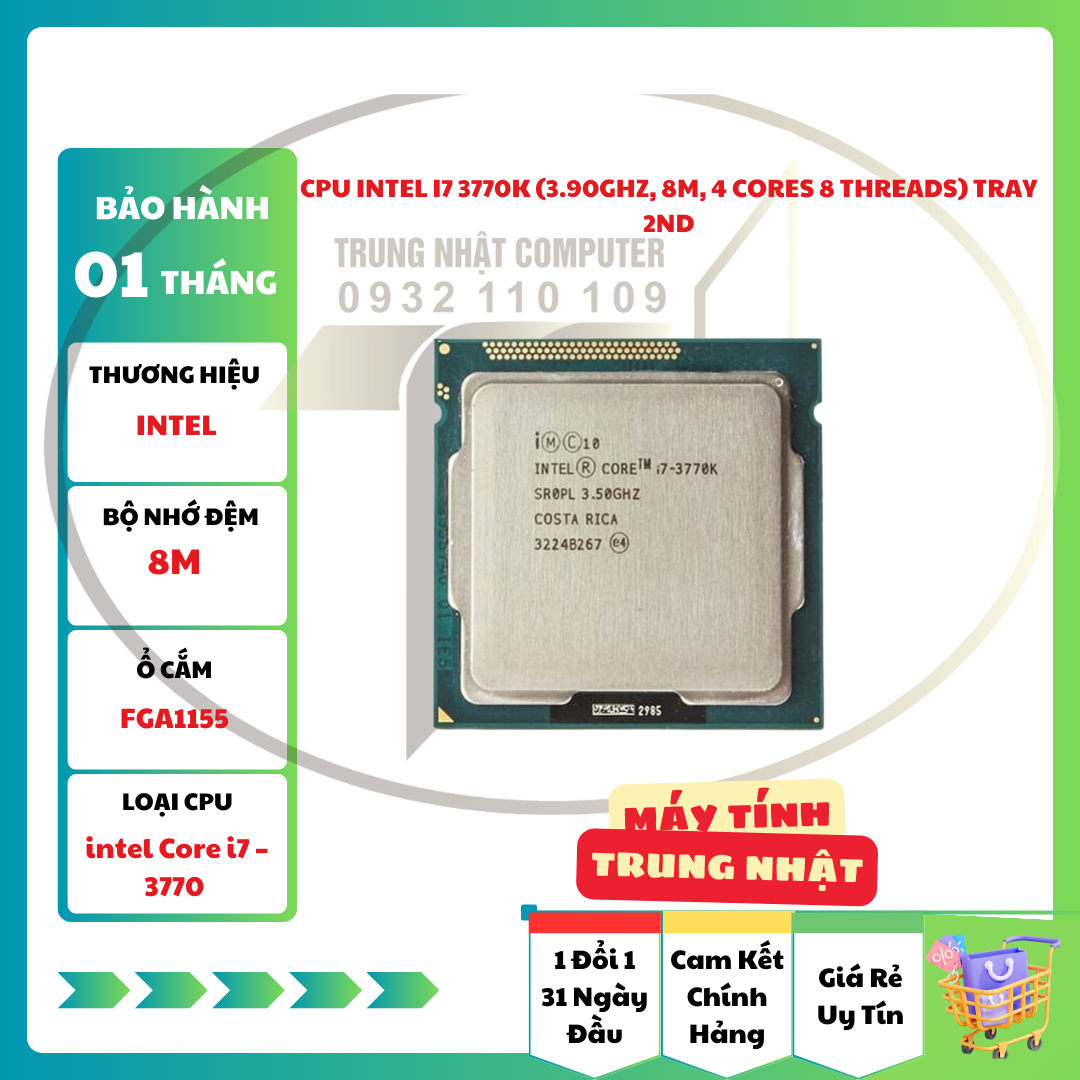 CPU Intel i7 3770K (3.90GHz, 8M, 4 Cores 8 Threads) TRAY 2ND
