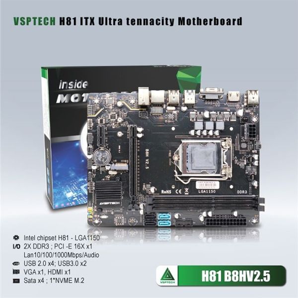 MAINBOARD VSPTECH H81 B8H V2.5 3/2027 Mới