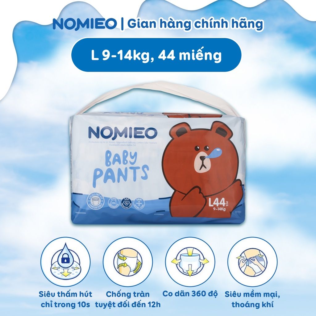  Tã bỉm Nomieo Nội Địa Singapore Cao Cấp Cho Bé - Mỏng Nhẹ - Chống Tràn - Thấm Hút - Thoáng Khí - Mềm Mại 