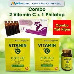 Combo 2 hộp-TPBVSK Vitamin C Plus hộp 60 viên và 1 hộp TPBS-Philatop hộp 20 ống bổ sung vitamin hỗ trợ chăm sóc sức khỏe và sắc đẹp