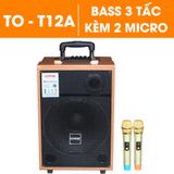  Loa karaoke blutooth ORIS TO 10A/12A Bass 30 công suất lớn, loa di dộng tặng kèm 02 mic sóng UHF chất lượng - ORIS Profesional 