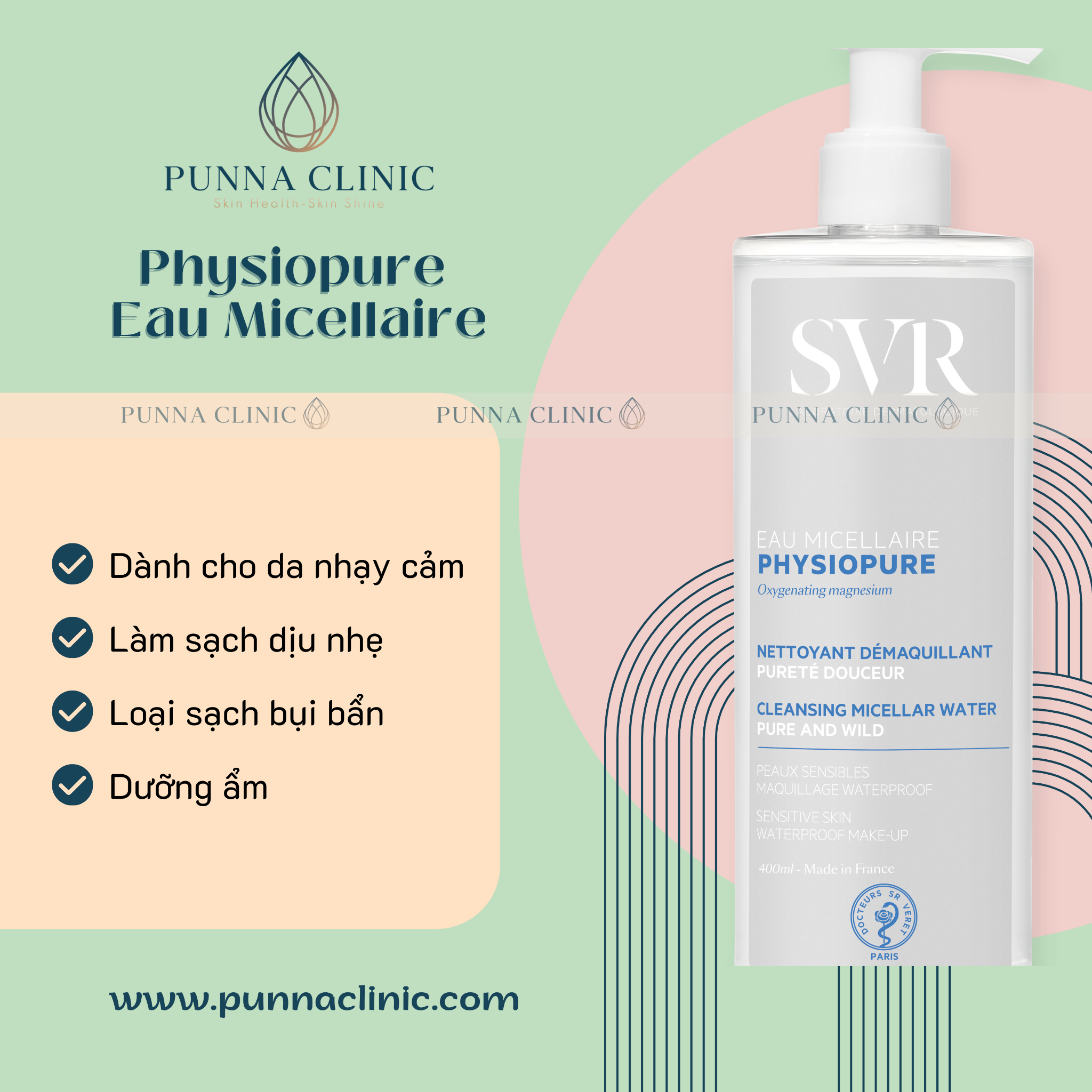 Nước Tẩy Trang Cho Da Nhạy Cảm SVR Physiopure Eau Micellaire – Punna Clinic
