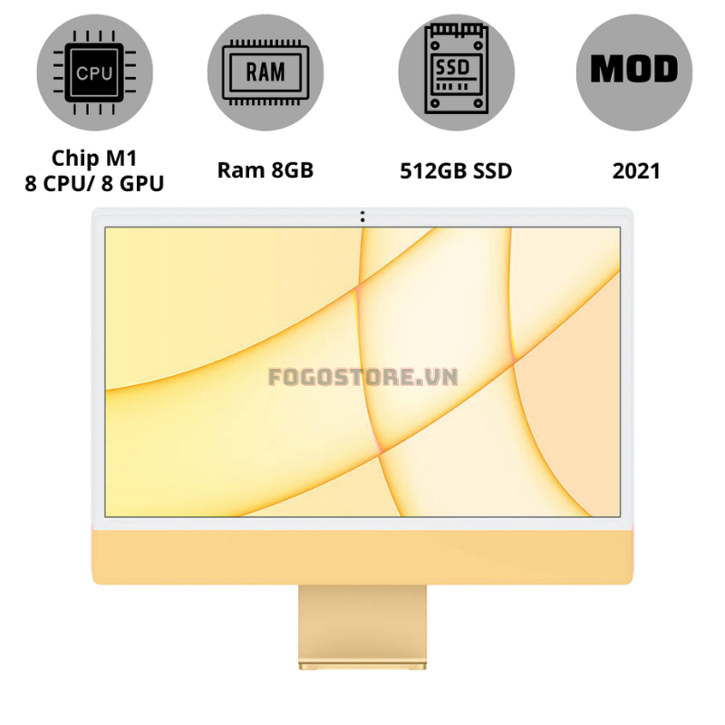 iMac 2021 24 inch 4K Chip M1 - 8GB/512GB - 8 core CPU/ 8 core GPU