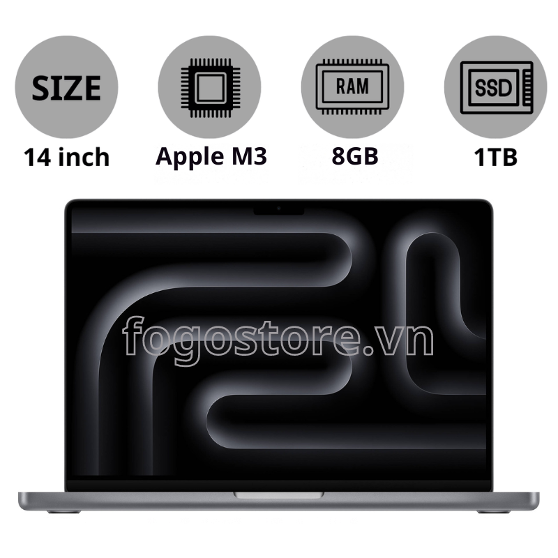  Macbook Pro 14 inch 2023 - 8GB/1TB - Apple M3 - Hàng chính hãng (MTL83, MR7K3) 