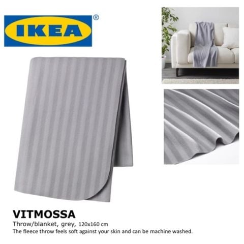  Chăn mỏng sọc xám Ikea Vitmossa 