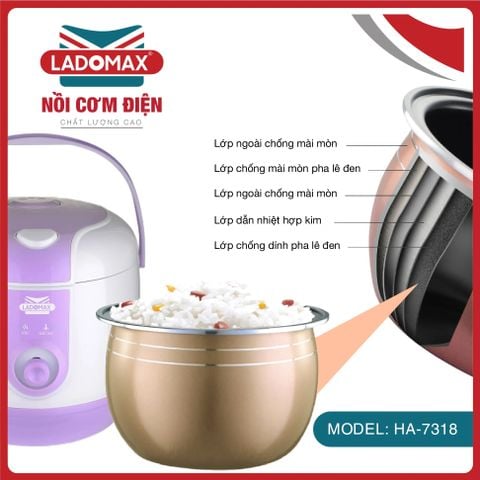 Nồi cơm điện nắp gài 1.8 Lít Ladomax HA-7318