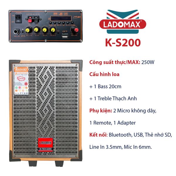 Loa Karaoke di động Ladomax K-S200 (2 tấc đơn)
