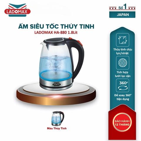 Ấm đun thuỷ tinh Ladomax HA-880