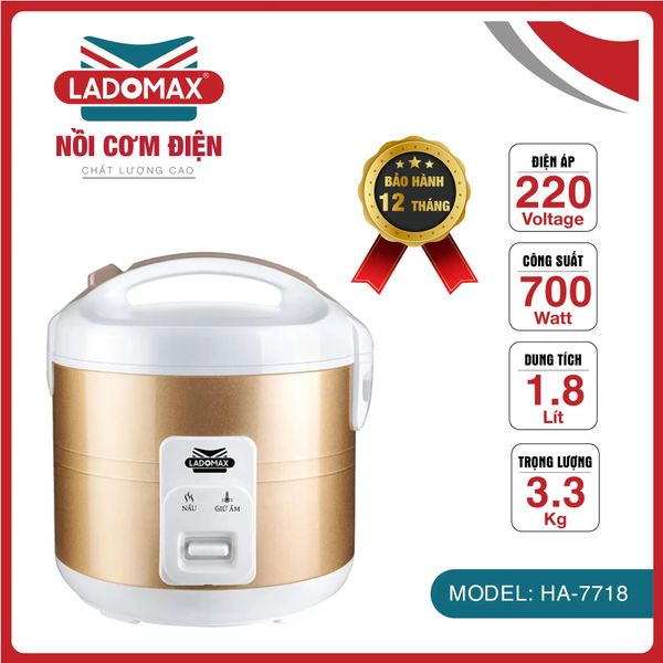 Nồi cơm điện nắp gài 1.8 Lít Ladomax HA-7718