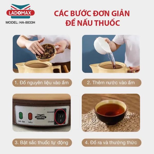 Ấm sắc thuốc Ladomax HA-8833H