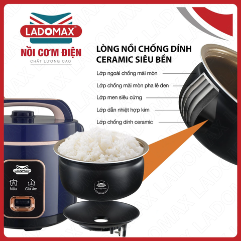 Nồi cơm điện nắp gài 1.8 Lít Ladomax HA-7918