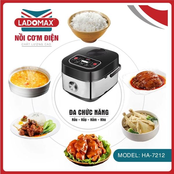 Nồi cơm điện nắp gài 1.2 Lít Ladomax HA-7212