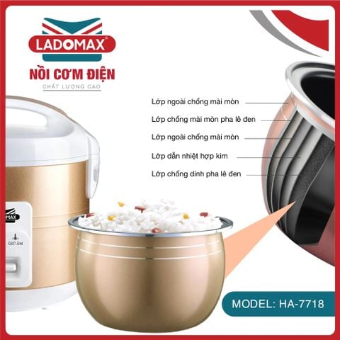 Nồi cơm điện nắp gài 1.8 Lít Ladomax HA-7718