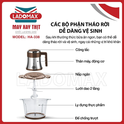 Máy xay thịt 2 Lít Ladomax HA-338