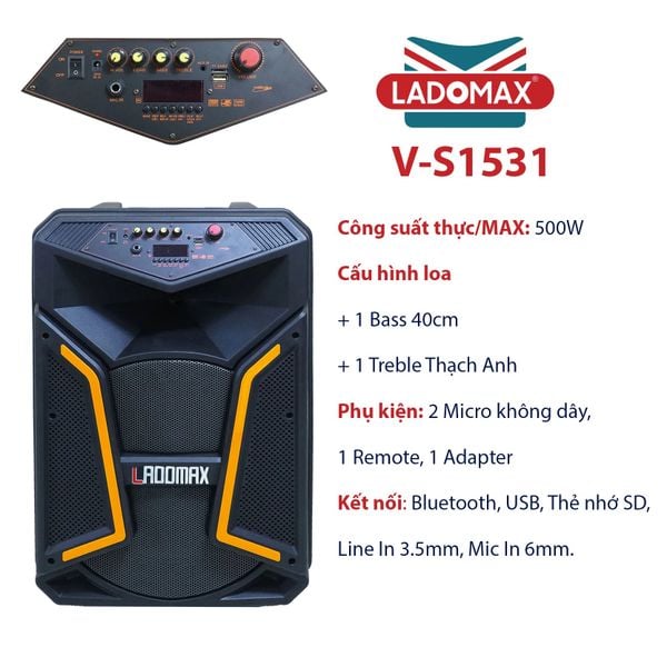Loa kéo karaoke 4 tấc Ladomax V-S1531