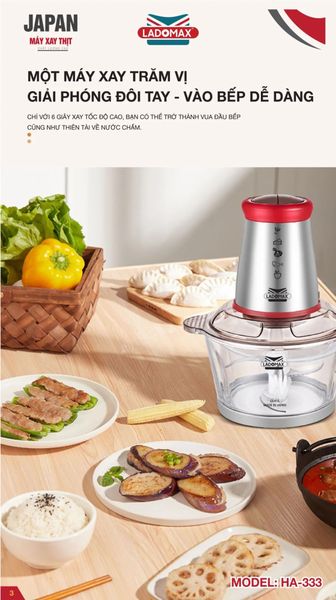 Máy xay thịt đa năng 2 Lít Ladomax HA-333