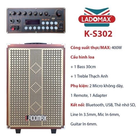 Loa kéo karaoke 3,0 tấc Ladomax K-S302