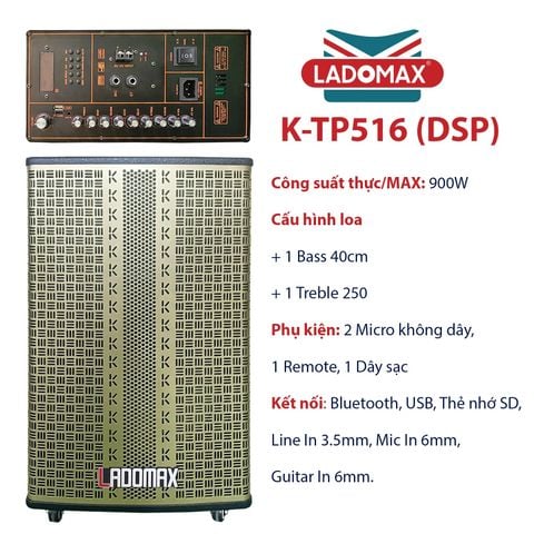 Loa kéo karaoke 4.0 tấc Ladomax K-TP516(DSP)
