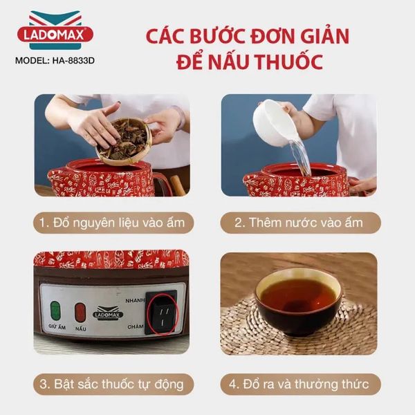 Ấm sắc thuốc Ladomax HA-8833D