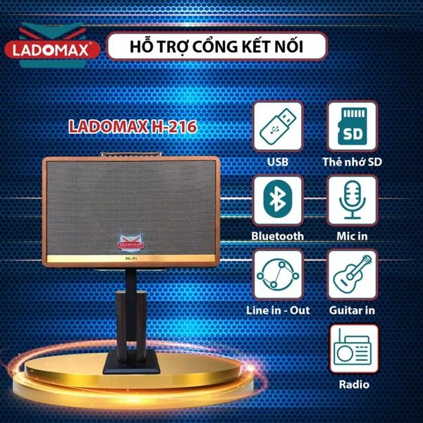 Loa Karaoke xách tay Cao Cấp Ladomax H-216 (Bass đôi 16.5cm)