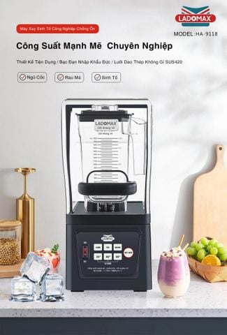Máy xay sinh tố công nghiệp chống ồn Ladomax HA-9118