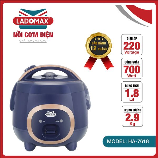 Nồi cơm điện nắp gài 1.8 Lít Ladomax HA-7618