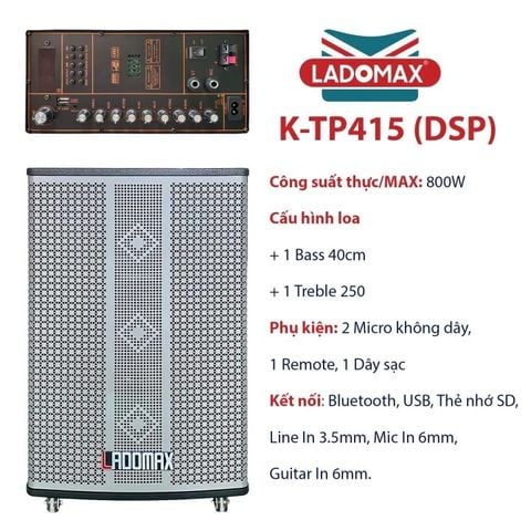 Loa kéo karaoke 4.0 tấc Ladomax K-TP415(DSP)