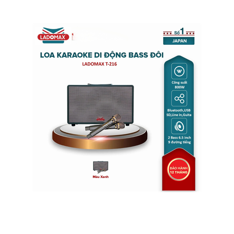 Loa Karaoke xách tay Cao Cấp Ladomax T-216 (Bass đôi 16.5cm)