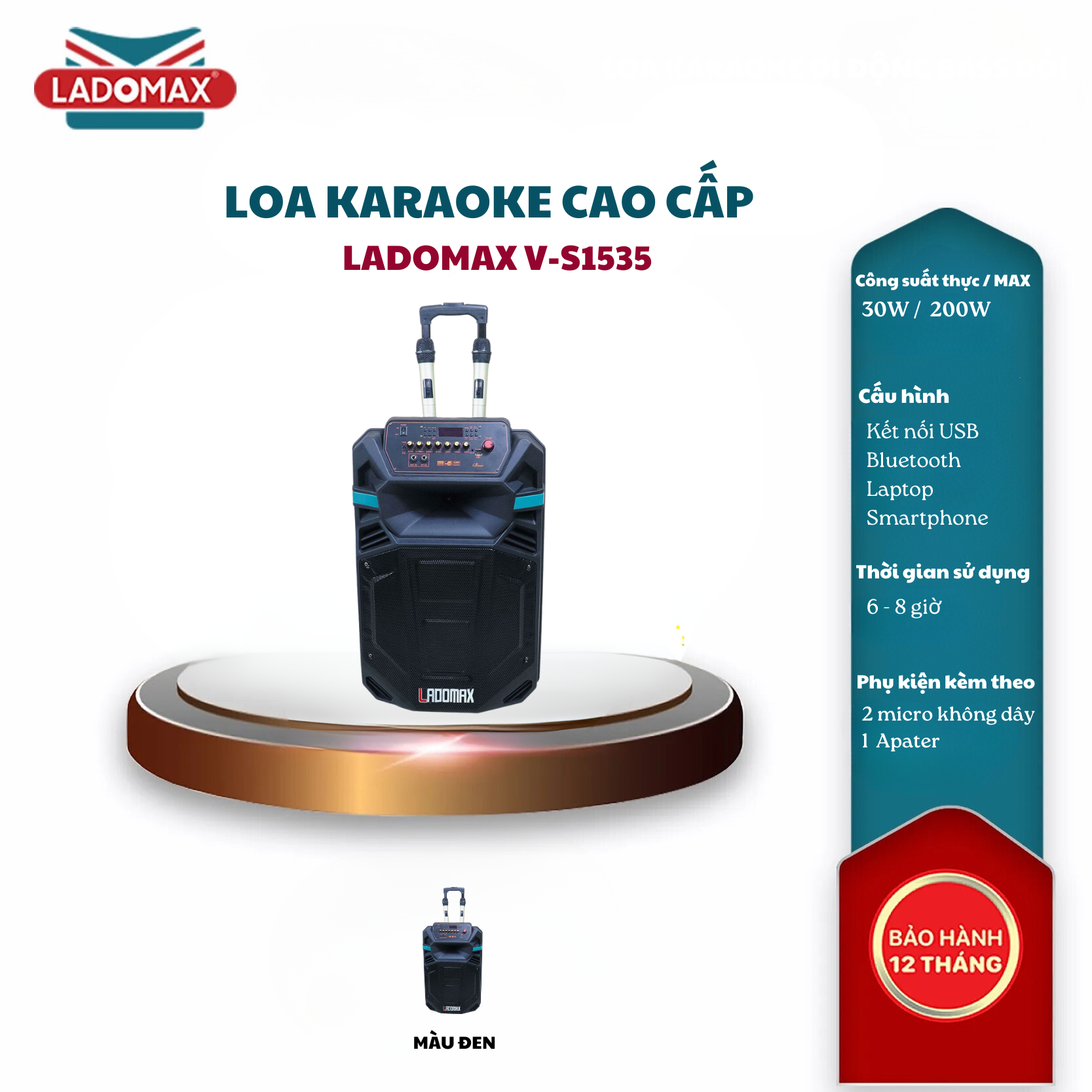 Loa kéo karaoke 4 tấc Ladomax V-S1535