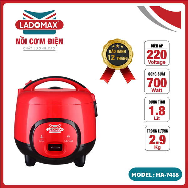 Nồi cơm điện nắp gài 1.8 Lít Ladomax HA-7418