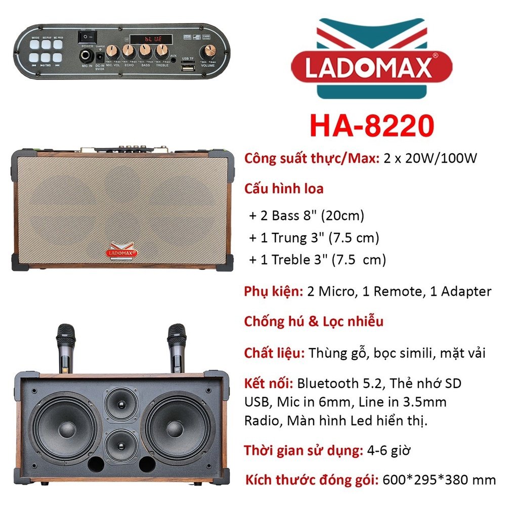 Loa Karaoke xách tay Cao Cấp HA-8220 Ladomax Vietnam