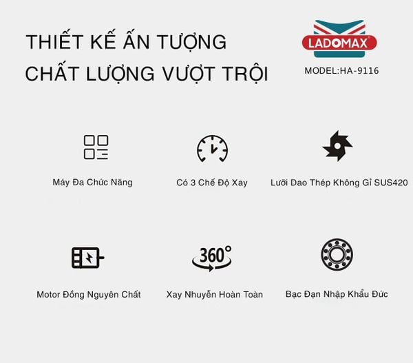 Máy xay sinh tố công nghiệp 2680W Ladomax HA-9116