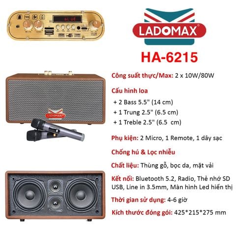 Loa Karaoke xách tay Cao Cấp Ladomax HA-6215
