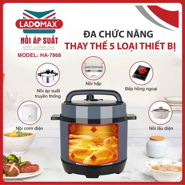 Nồi áp suất Ladomax HA-7868 6 Lít 1000W