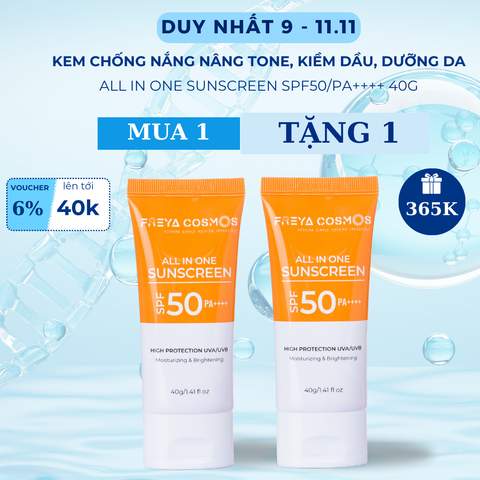  Kem Chống Nắng Nâng Tone, Kiềm Dầu, Dưỡng Da - Freya Cosmos All In One Sunscreen SPF50/PA++++ 