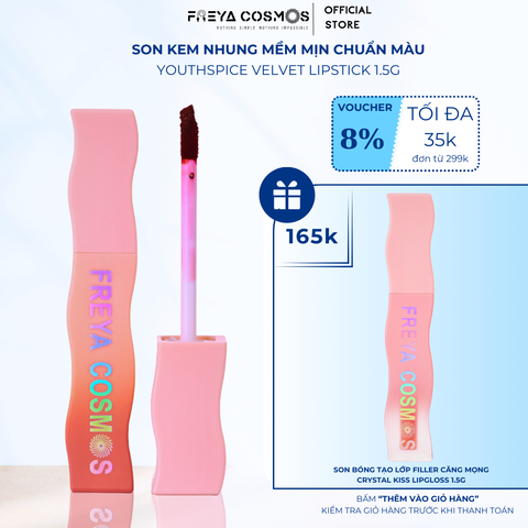  Son Kem Nhung, Mịn Mượt Chuẩn Màu Freya Cosmos YouthSpice Velvet Lipstick - 1.5gr 