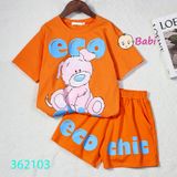  Bộ Thun Bé Gái Tay Ngắn Quần Short  In Chú Cún Dễ Thương Size Đại(46kg-60kg) 