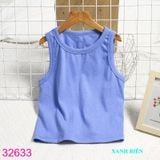  Áo Thun Croptop Sát Nách Bé Gái Màu Trơn Đơn Giản (30- 55kg) 