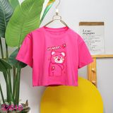  Áo Thun Croptop Tay Ngắn Bé Gái In Gấu Dâu Cute (15kg -  45kg) 