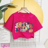  Áo Thun Croptop Tay Ngắn Bé Gái In Hình Công Chúa (15kg -  45kg) 