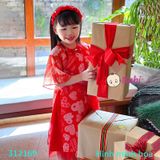  312169 Áo Dài Tết Cách Tân Kèm Cài Xinh Xắn (10kg-37kg) 