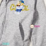  Áo Khoác Da Cá Có Nón Màu Trơn In Logo Cool Ngầu (17kg - 55kg) 
