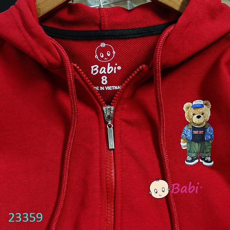  Áo Khoác Da Cá Có Nón Màu Trơn In Logo Gấu Sành Điệu (26kg - 55kg) 